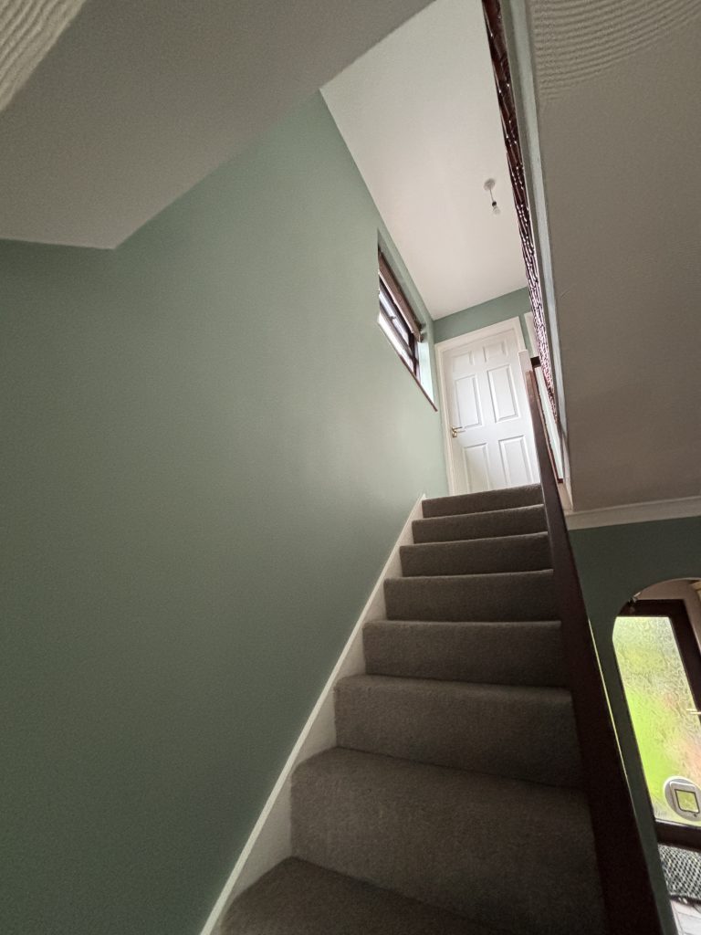 Painted upstairs landing and staircase after interior painting in Southampton