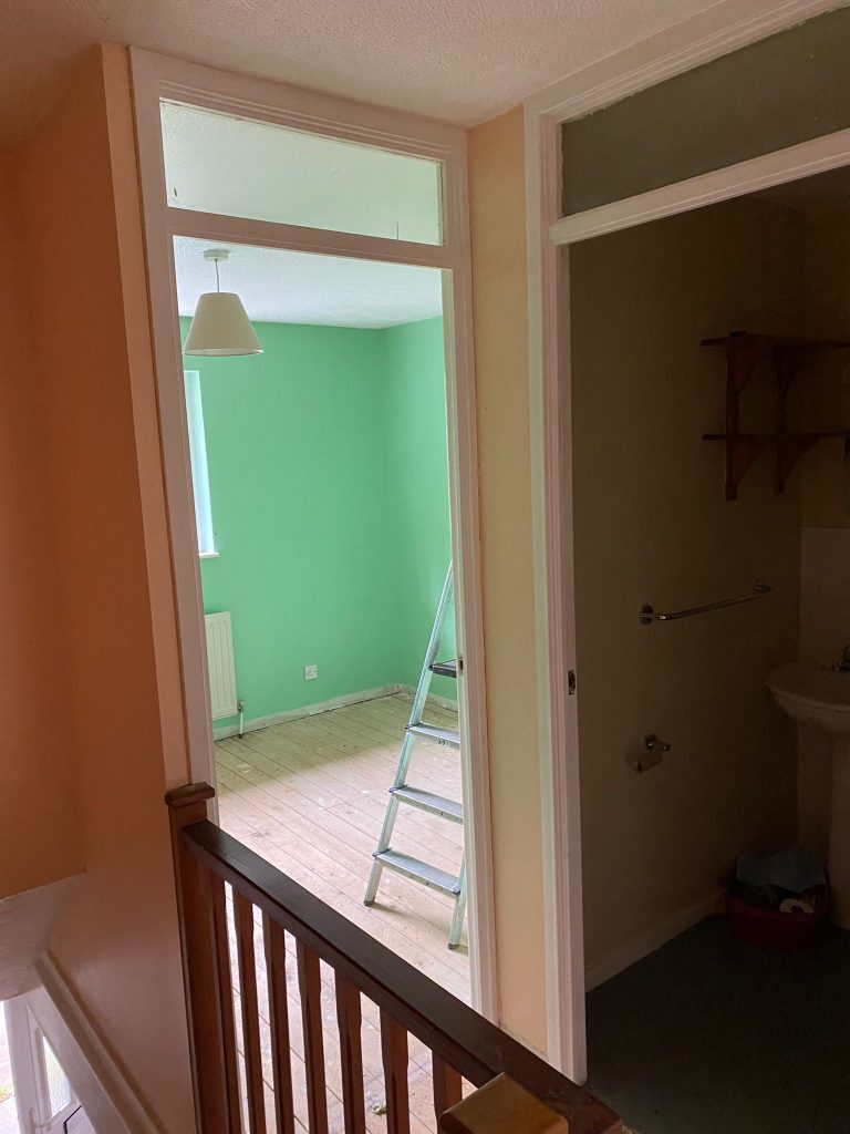 Upstairs landing before interior painting work in Southampton