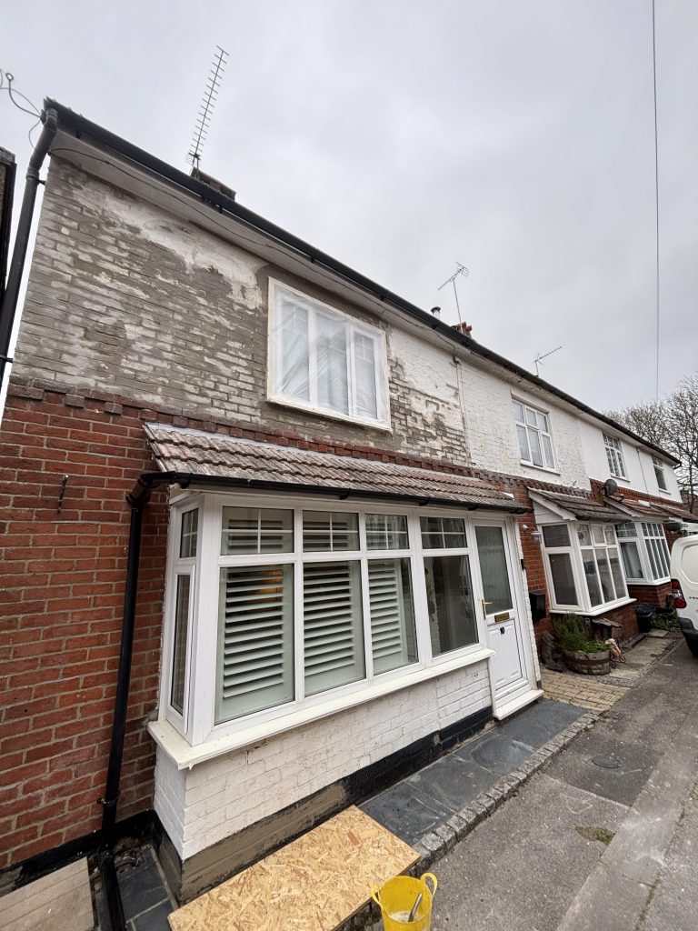 Exterior house condition before painting in Southampton showing worn and faded surfaces