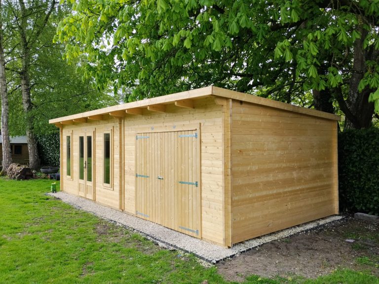 Natural timber summer house before exterior decorating project in Southampton